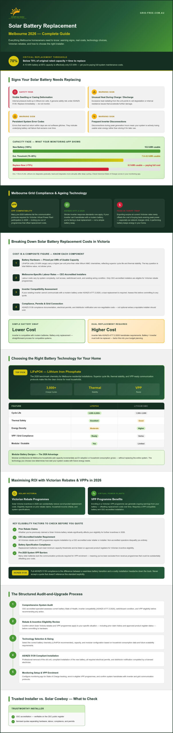 Solar Battery Replacement Cost Melbourne: 2026 Upgrade Guide
